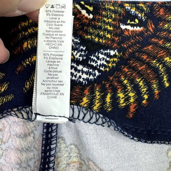 LuLaRoe Lion Scatter Print Navy Blue Orange Yellow Leggings Women's One Size OS - Picture 9 of 12